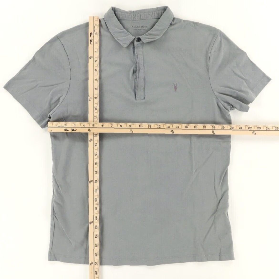 Allsaints Allsaints Brace SS Polo Shirt Cotton Solid Gray Men L Size US L / EU 52-54 / 3 - 3 Thumbnail