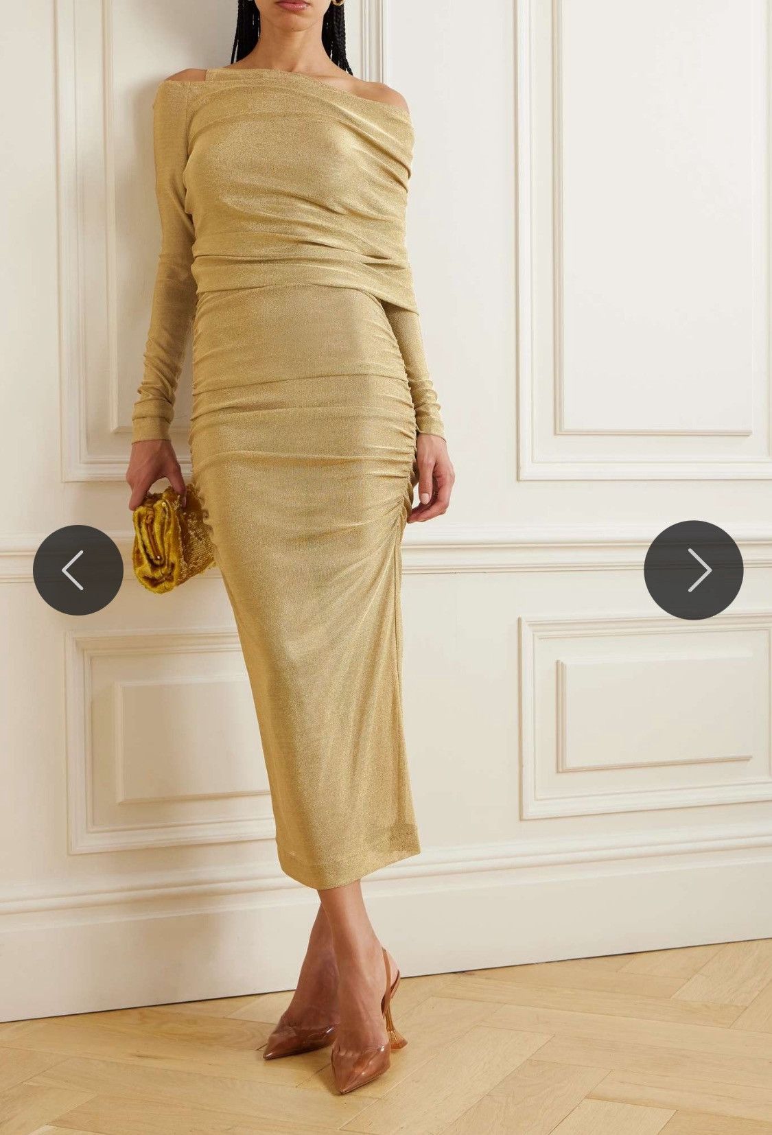 Dolce & Gabbana New Dolce Gabbana Lurex Mesh Gold Calf-Length Dress US 8 Size M / US 6-8 / IT 42-44 - 3 Thumbnail
