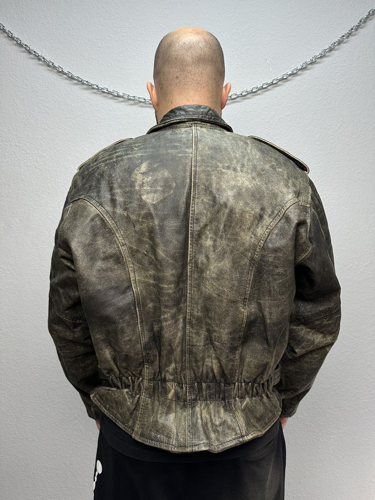 Vintage Rare🔥🔥 Leather Jacket Archival Y2K Moto Distressed Size US XL / EU 56 / 4 - 5 Thumbnail