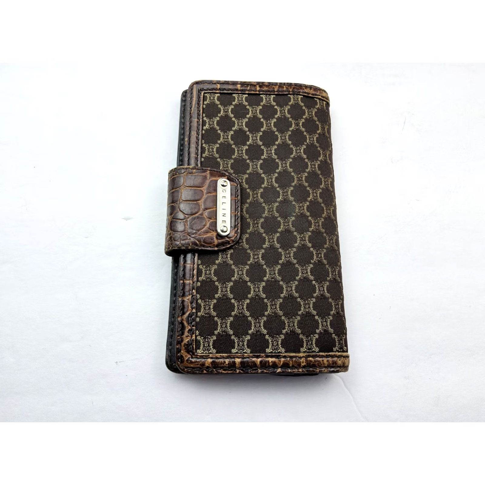 Celine CELINE Wallet Snap Full Size Logo Macadam Pattern Women Brown Size ONE SIZE - 3 Thumbnail