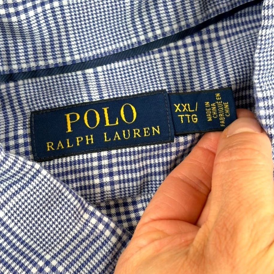 Polo Ralph Lauren VINTAGE? No — Polo Ralph Lauren Shirt Blue Glen Check Long Sleeve 2XL Button-Up Dressy Casual Men Size US XXL / EU 58 / 5 - 2 Thumbnail