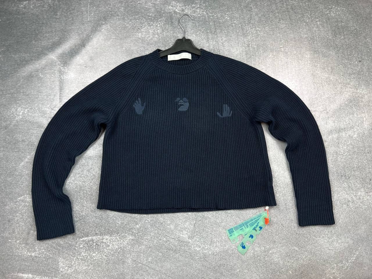 Off-White Off-White Hand Logo Navy Sweater small Size S / US 4 / IT 40 - 1 Thumbnail