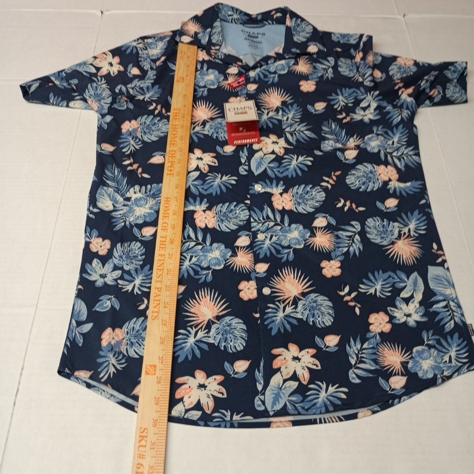 Chaps Chaps Woven Shirt Men's Size S Blue Floral Stretch UPF 50 Size US S / EU 44-46 / 1 - 6 Thumbnail