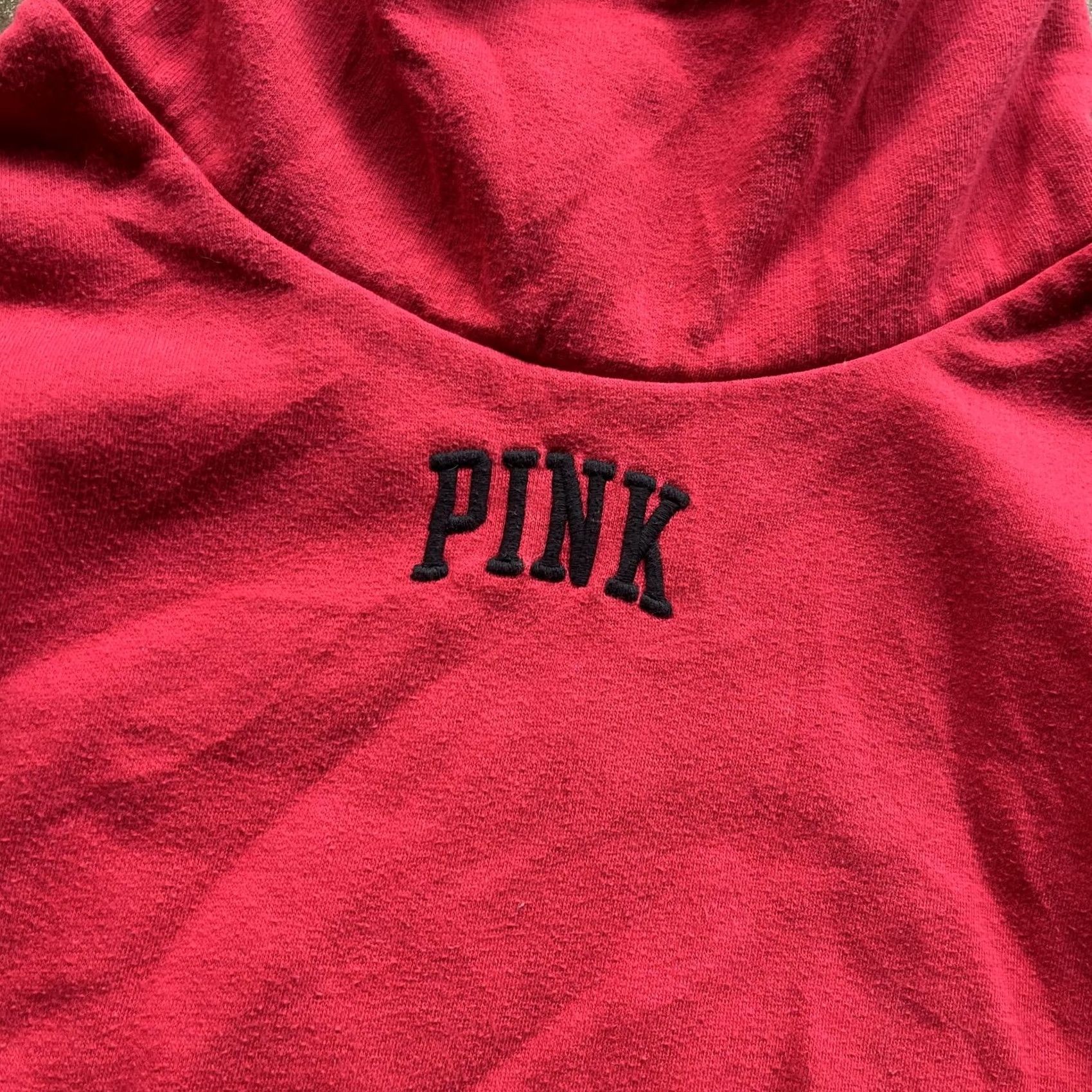 Pinko PINK Sweatshirt Womens Small Red Funnel Neck Sherpa Fleece Embroidered Logo PINK Victoria's Secret Size S / US 4 / IT 40 - 3 Thumbnail