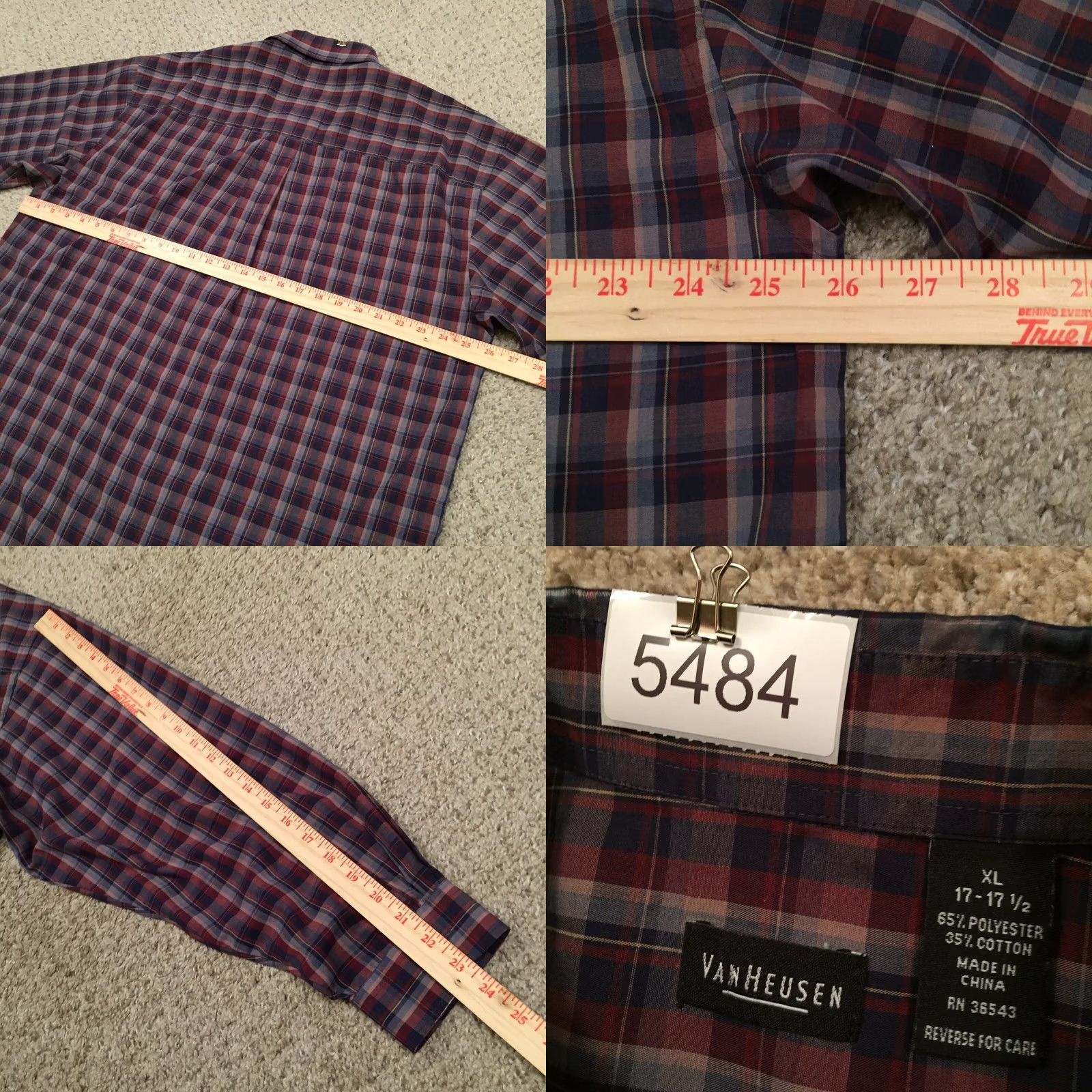 Van Heusen Van Heusen Shirt Mens XL Red Plaid Long Sleeve Button-Up Size US XL / EU 56 / 4 - 8 Thumbnail