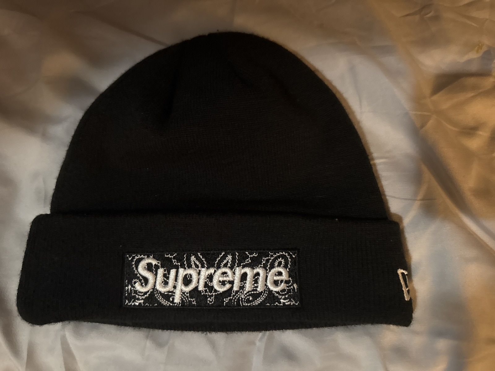 New Era × Supreme Bandana Box Logo Beanie | Grailed