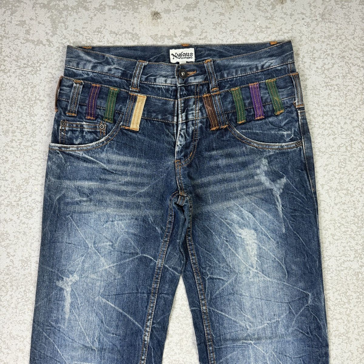 Japanese Brand Double Waist - 2000s Nylaus Crazy Jeans Size US 31 - 3 Thumbnail