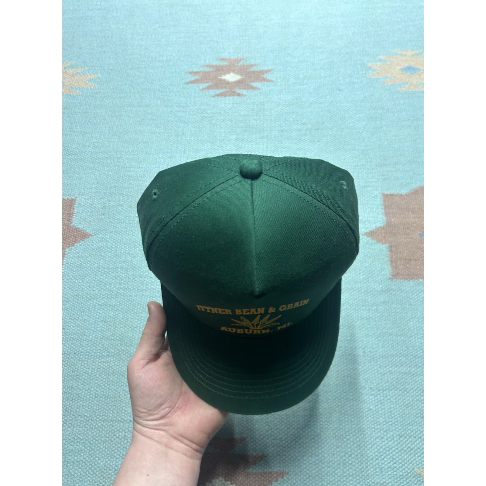 Vintage VINTAGE Auburn Snapback Hat Cap Men Adjustable Green Michigan Farm NOS Ittner Bean & Grain Auburn ?? Size ONE SIZE - 3 Thumbnail