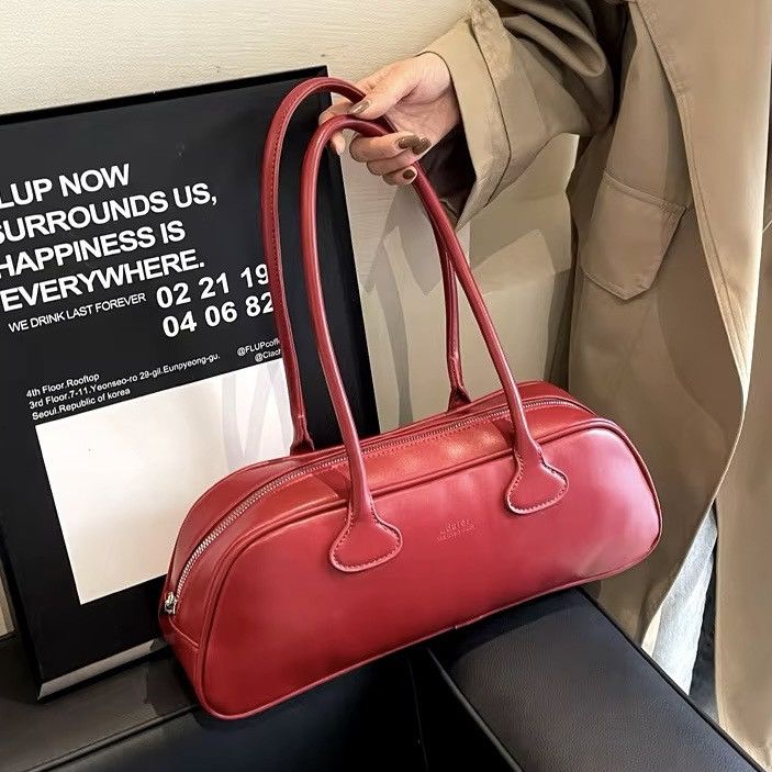 Vintage Streetwear Retro Zipper Shoulder PU Leather Bag Size ONE SIZE - 2 Thumbnail