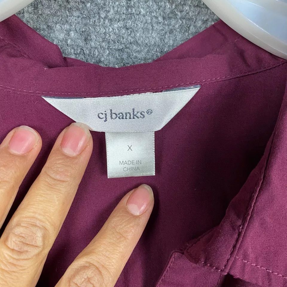 Other CJ Banks Button Up Top Women's X 3/4 Sleeve Purple Cotton Size ONE SIZE - 2 Thumbnail