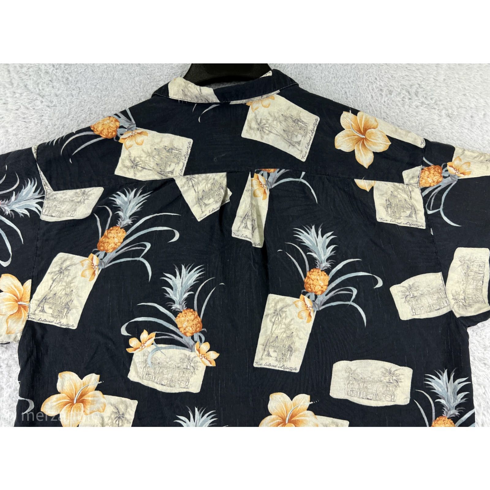 Vintage Jamaica Jaxx Shirt Mens XL Black Silk Hawaiian Island Palm Pineapple Size US XL / EU 56 / 4 - 4 Thumbnail