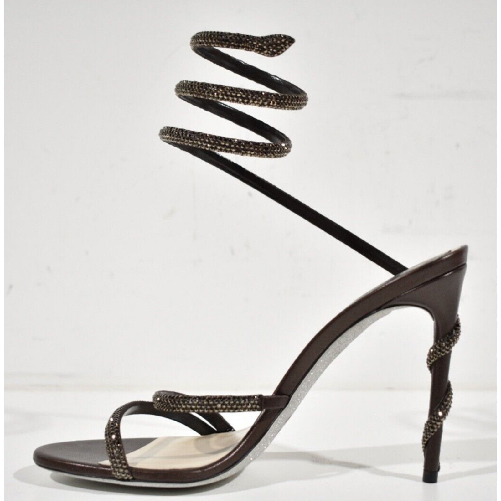 Rene Caovilla Margot Crystal Snake Ankle Wrap Strap Sandal Heel Pump 36 Size US 6 / IT 36 - 8 Thumbnail