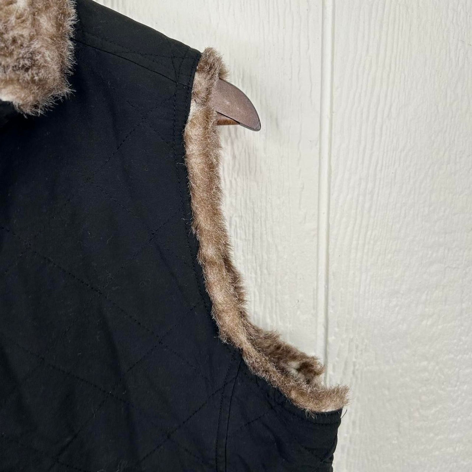 Other Vintage Y2K Fur Lined Black Zip-Up Winter Vest Large Size L / US 10 / IT 46 - 6 Thumbnail