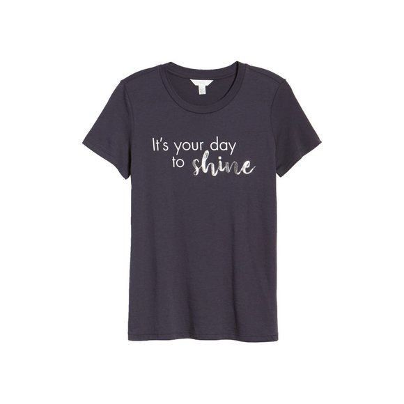 1901 1901 Navy Its Your Day To Shine Graphic Tee Metallic Letteri Size XS / US 0-2 / IT 36-38 - 5 Thumbnail