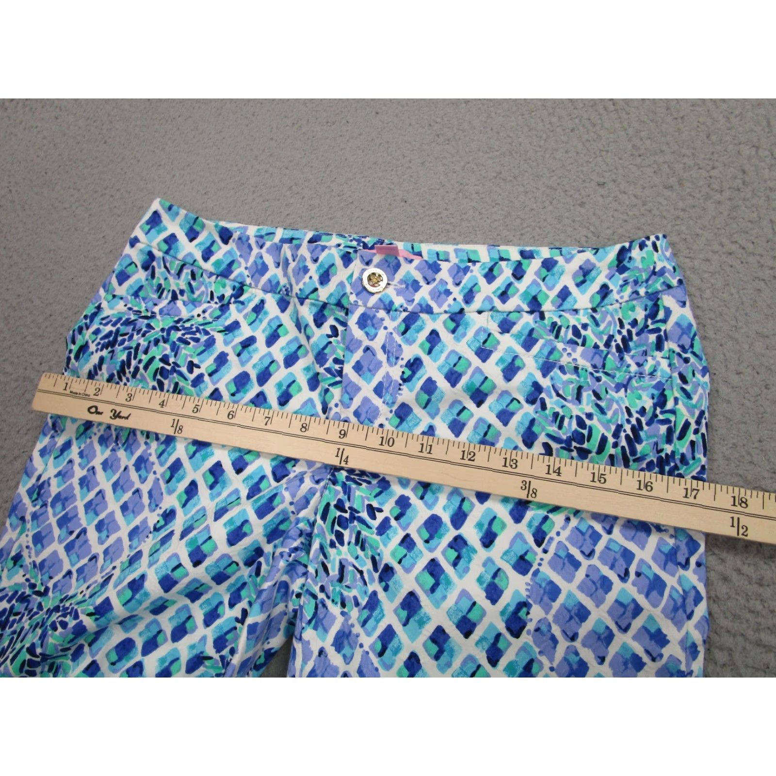 Lilly Pulitzer Lilly Pulitzer Pants Womens 4 Blue Green Print Ankle Stretch Cotton Capri Size 27" / US 4 / IT 40 - 7 Thumbnail