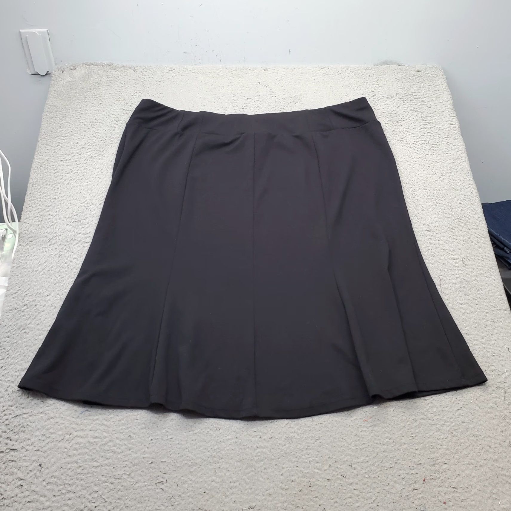 Vintage Lane Bryant A-Line Skirt Womens 26 Regular 26 Black Casual Stretch High Waist Midi Skirt Womens Size 26 Black Size 26" / US 2 / IT 38 - 2 Thumbnail