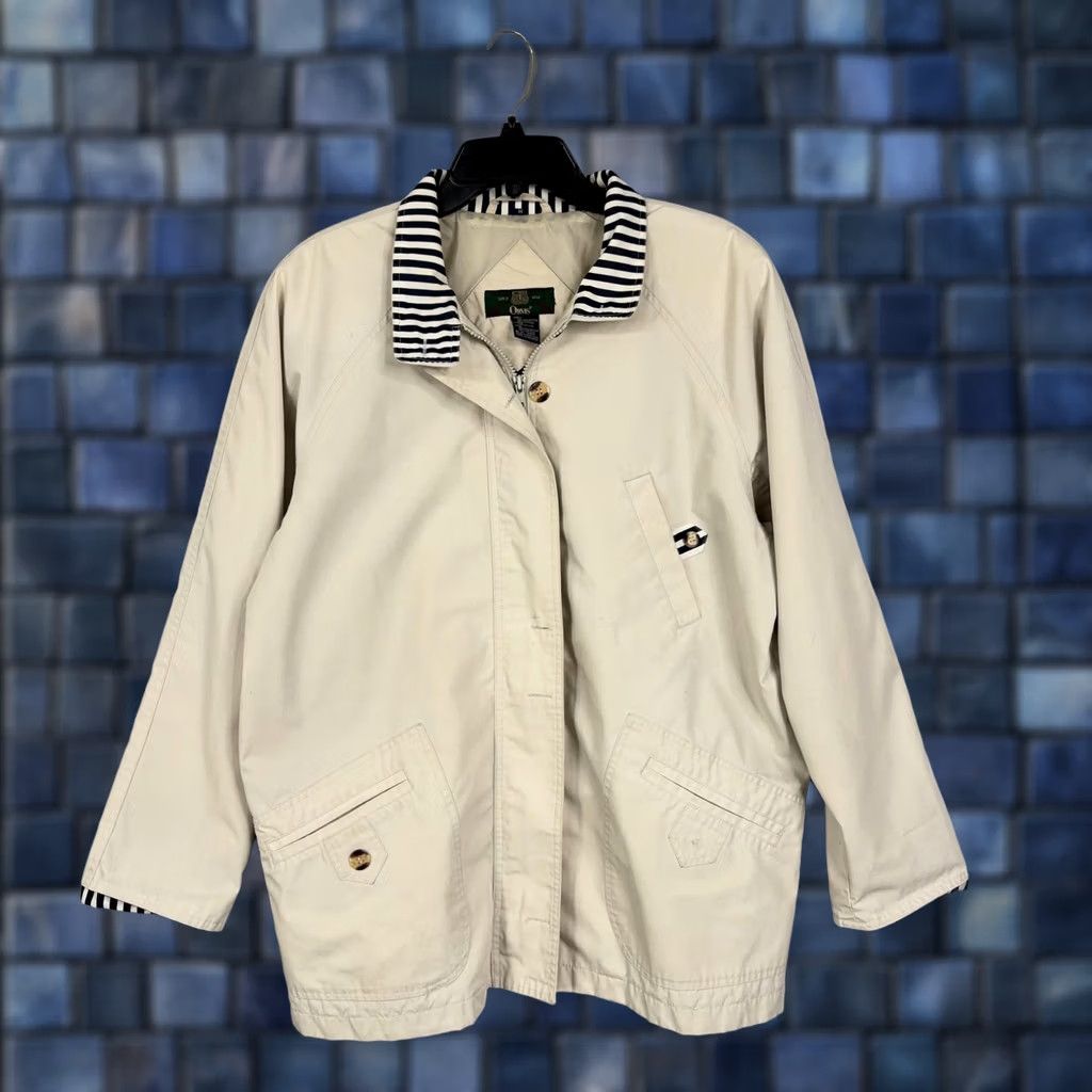 Orvis VINTAGE Orvis Jacket Womens Medium Cape Cod Nautical Striped Collar 90s Coat Size M / US 6-8 / IT 42-44 - 1 Thumbnail