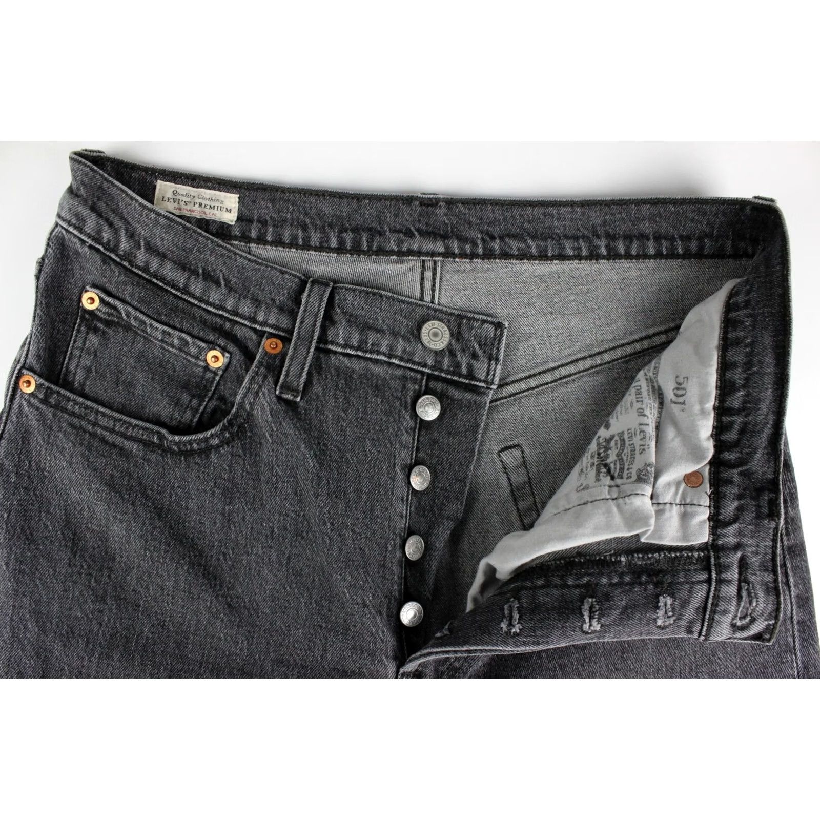 Vintage LEVI STRAUSS & CO. 501 PREMIUM BIG E Jeans Men's Grey W30/L28 Stretchy Thick Size US 30 / EU 46 - 5 Thumbnail