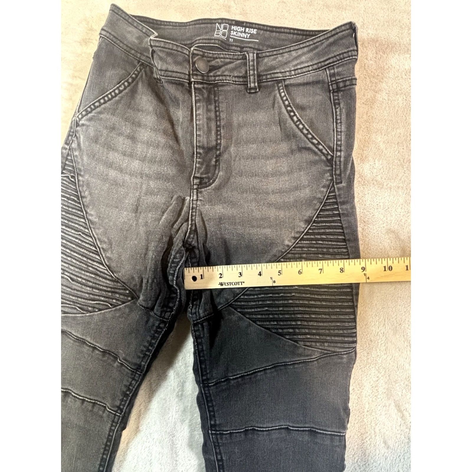 Vintage No Boundaries Jeans Women's 11 Skinny High Rise Black Denim Jeans Black 5-Pocket Pockets Stretch Womens Jeans Size 32" / US 10 / IT 46 - 6 Thumbnail