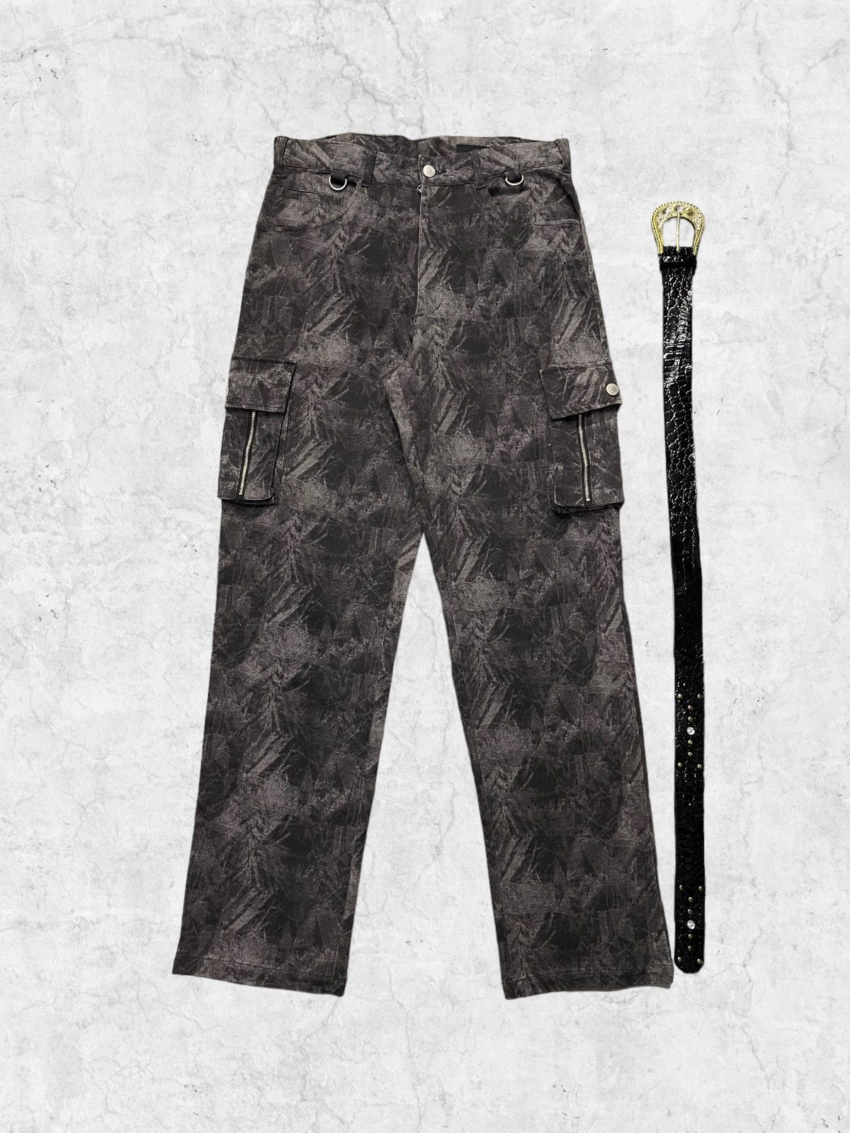 Designer × Japanese Brand × Vintage Slash Number Japan Smoke Cargo Pants With Belt Size US 32 / EU 48 - 3 Thumbnail