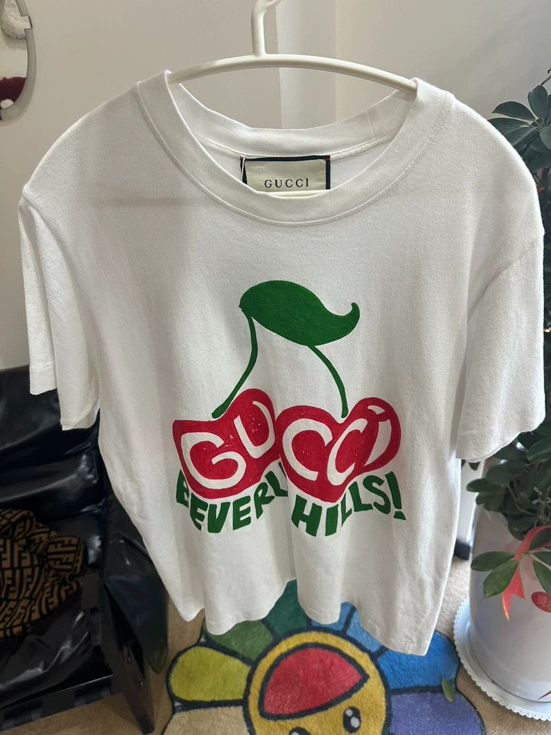 Gucci Gucci White cherry short-sleeved T-shirt Size S / US 4 / IT 40 - 1 Thumbnail