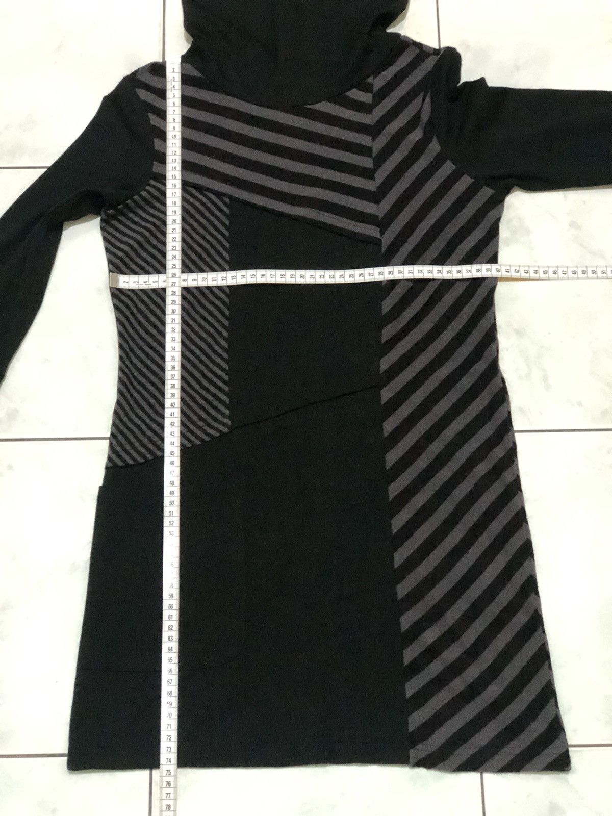 Japanese Brand Diche Nocturne Stich Stripe Highneck Dress Size ONE SIZE - 19 Thumbnail