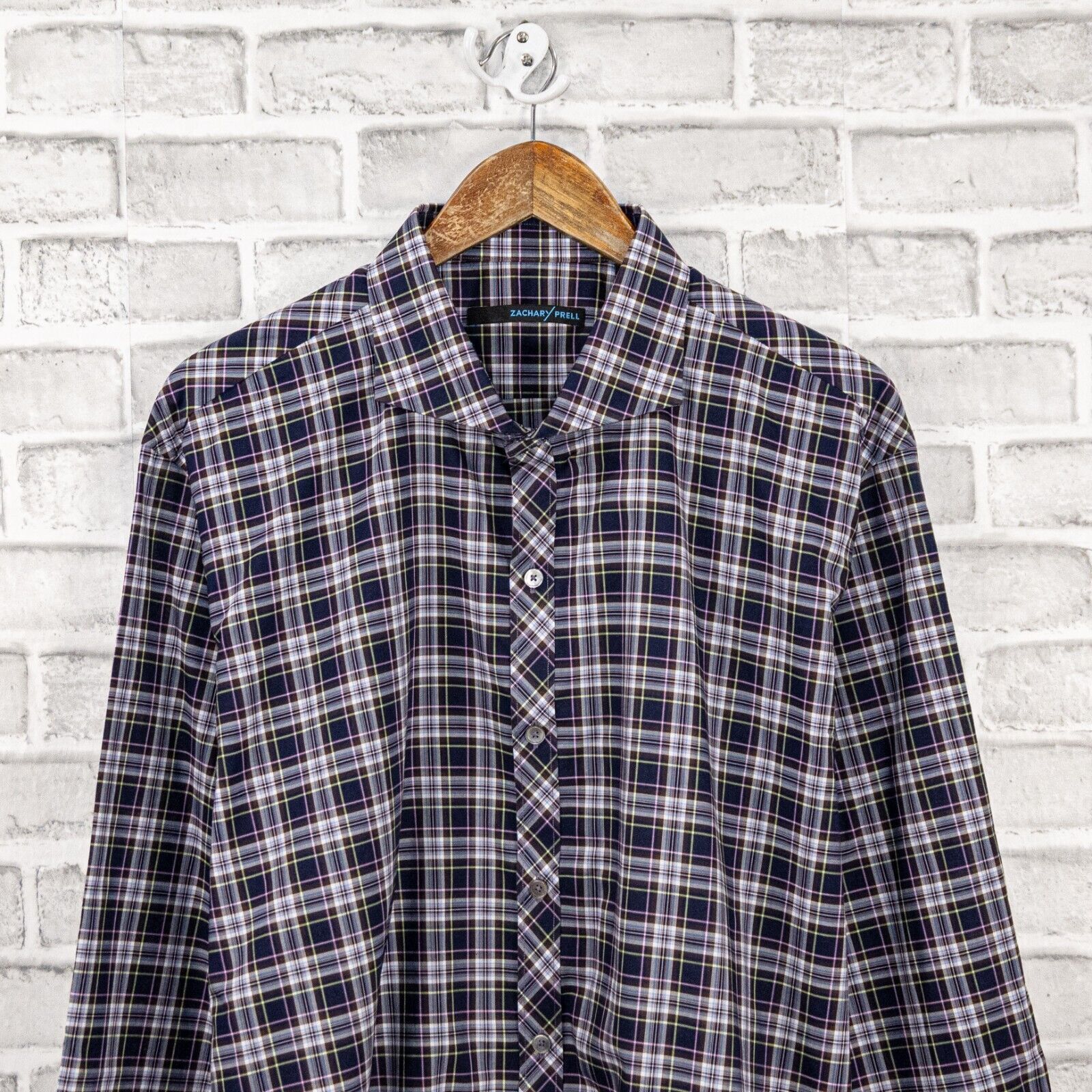 Zachary Prell ZACHARY PRELL Men's Button up Shirt in Blue Purple Plaid Size US XXL / EU 58 / 5 - 2 Thumbnail