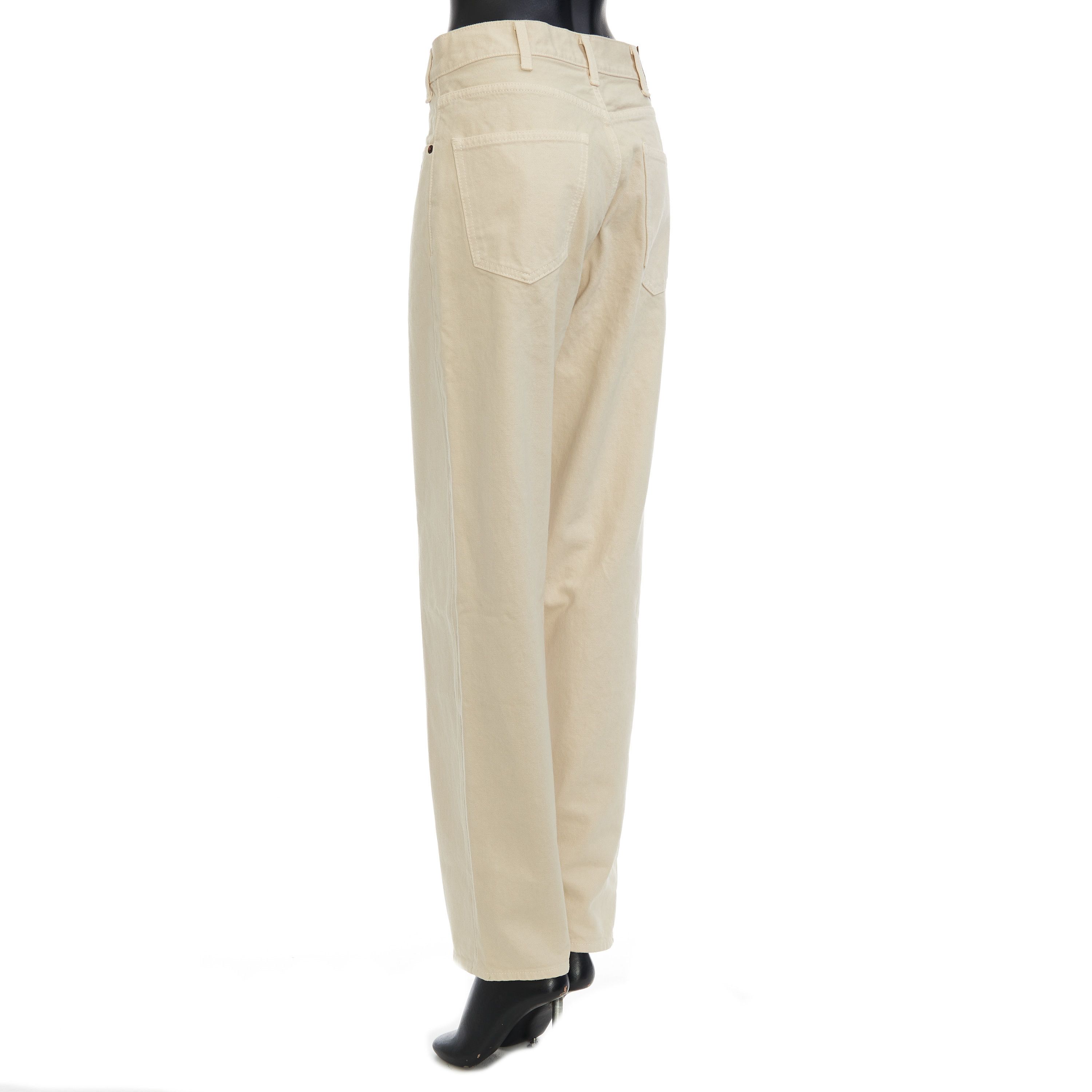 Celine High Waisted Margaret Jeans In Cream Wash Cotton Size 32" / US 10 / IT 46 - 4 Thumbnail