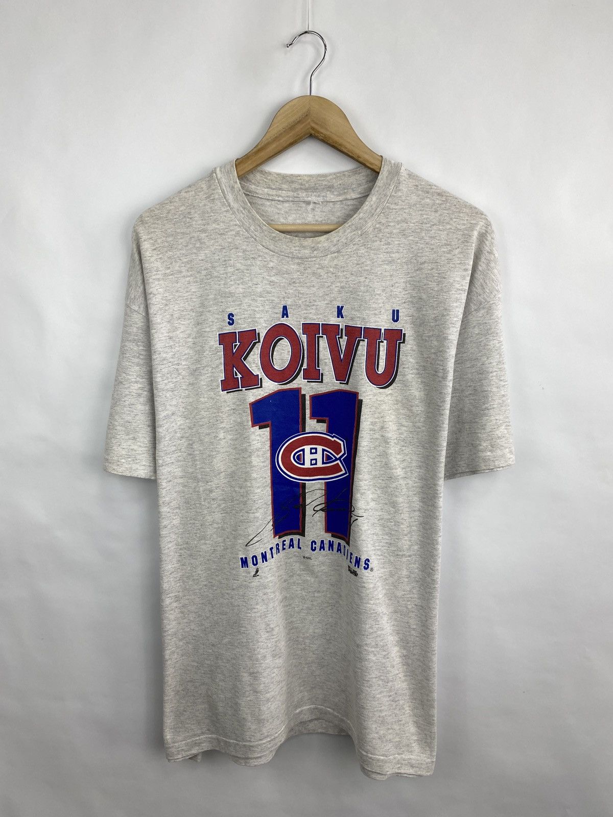 NHL 🇨🇦 Vintage 90s Saku Koivu Montreal Canadiens NHL T-Shirt Rare Size US XL / EU 56 / 4 - 3 Thumbnail