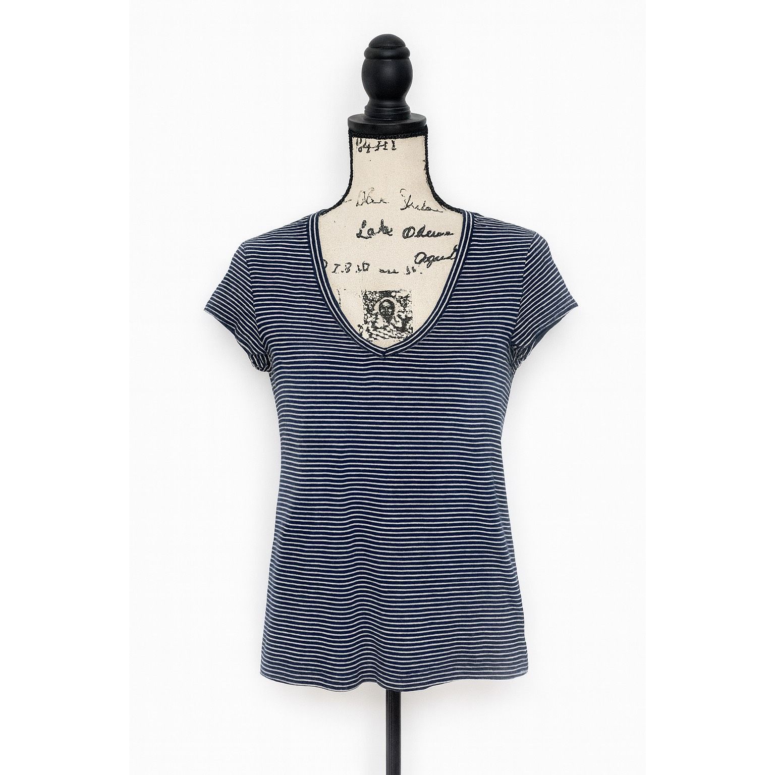 Liz Claiborne Liz Claiborne Striped Short Sleeve T-Shirt | Size S Blue Whi Size S / US 4 / IT 40 - 1 Thumbnail