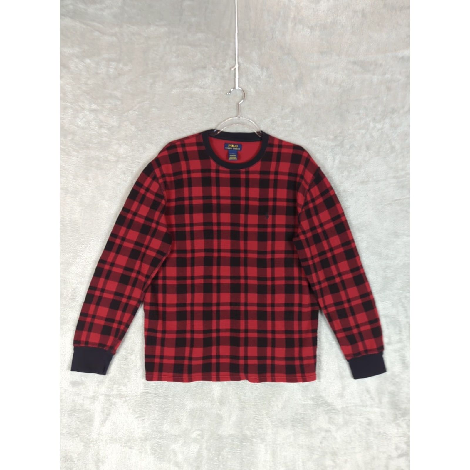 Polo Ralph Lauren Polo Ralph Lauren Shirt Mens 2XL Red Buffalo Check Thermal Waffle Cotton Knit Logo Long Sleeve Crew Neck Casual Outdoor Preppy All Seasons Camping Size US XXL / EU 58 / 5 - 2 Thumbnail