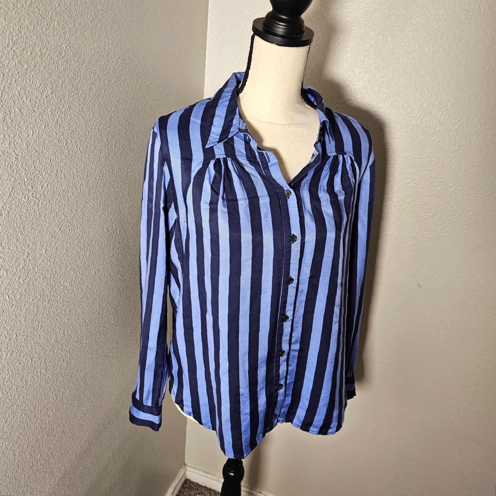 Vintage Maeve Button Blouse Striped Blue Casual Formal Shirt S Women Size S / US 4 / IT 40 - 2 Thumbnail