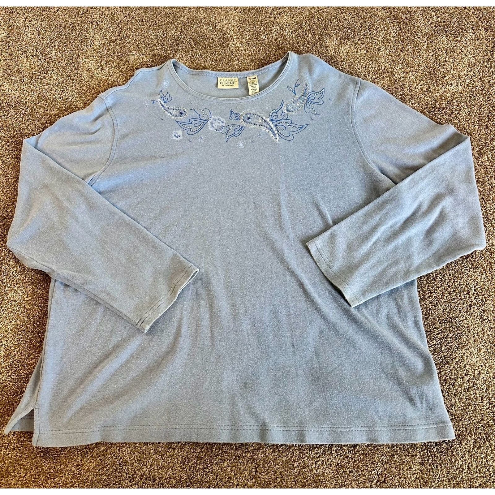 Other Woman Light Blue Embroidered Long Sleeve16-18W Size XXL / US 16-18 / IT 52-54 - 1 Thumbnail