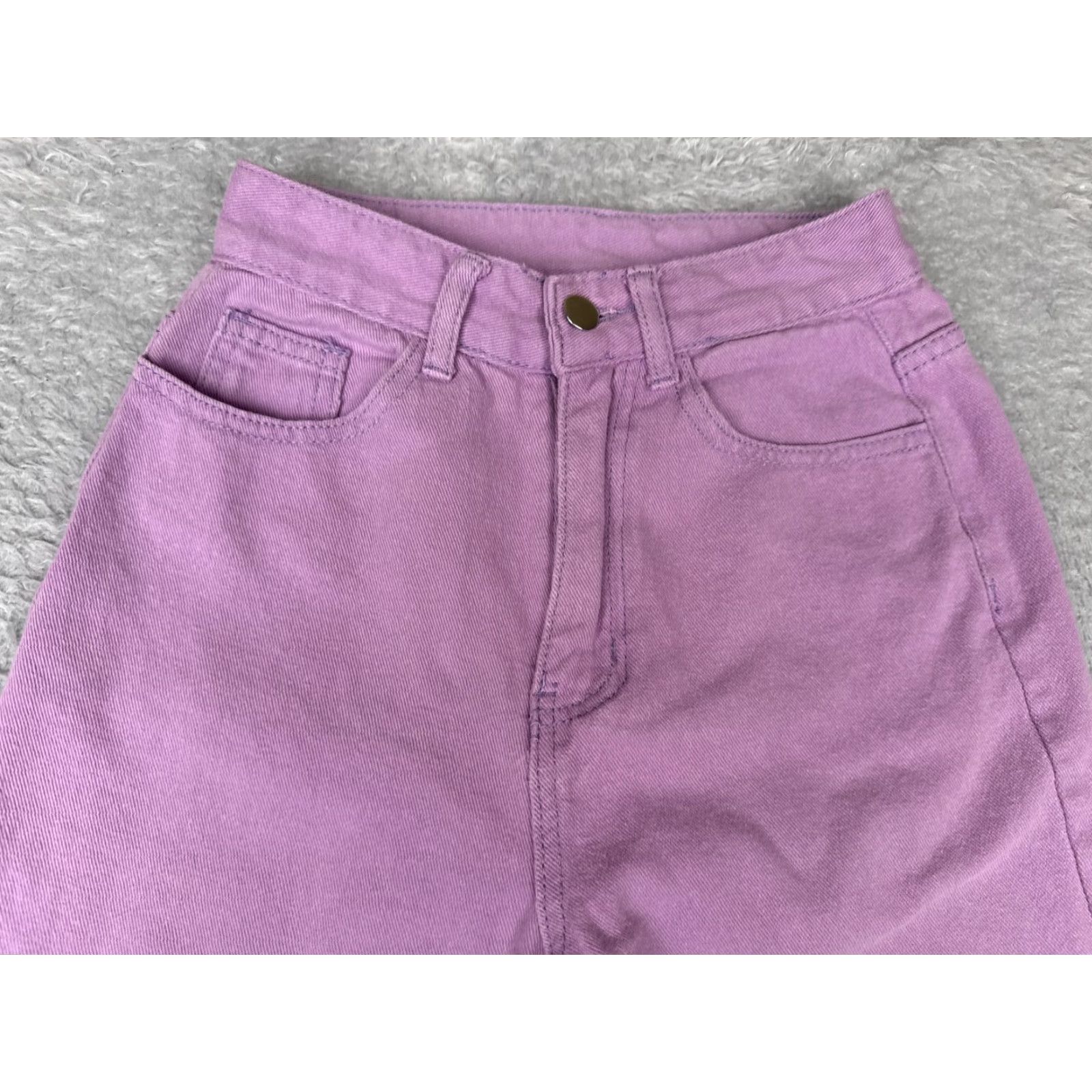 Shein SHEIN Jeans Purple High Rise Straight Leg Raw Hem Denim Pants 22x29 Women XS-2 Size 26" / US 2 / IT 38 - 4 Thumbnail