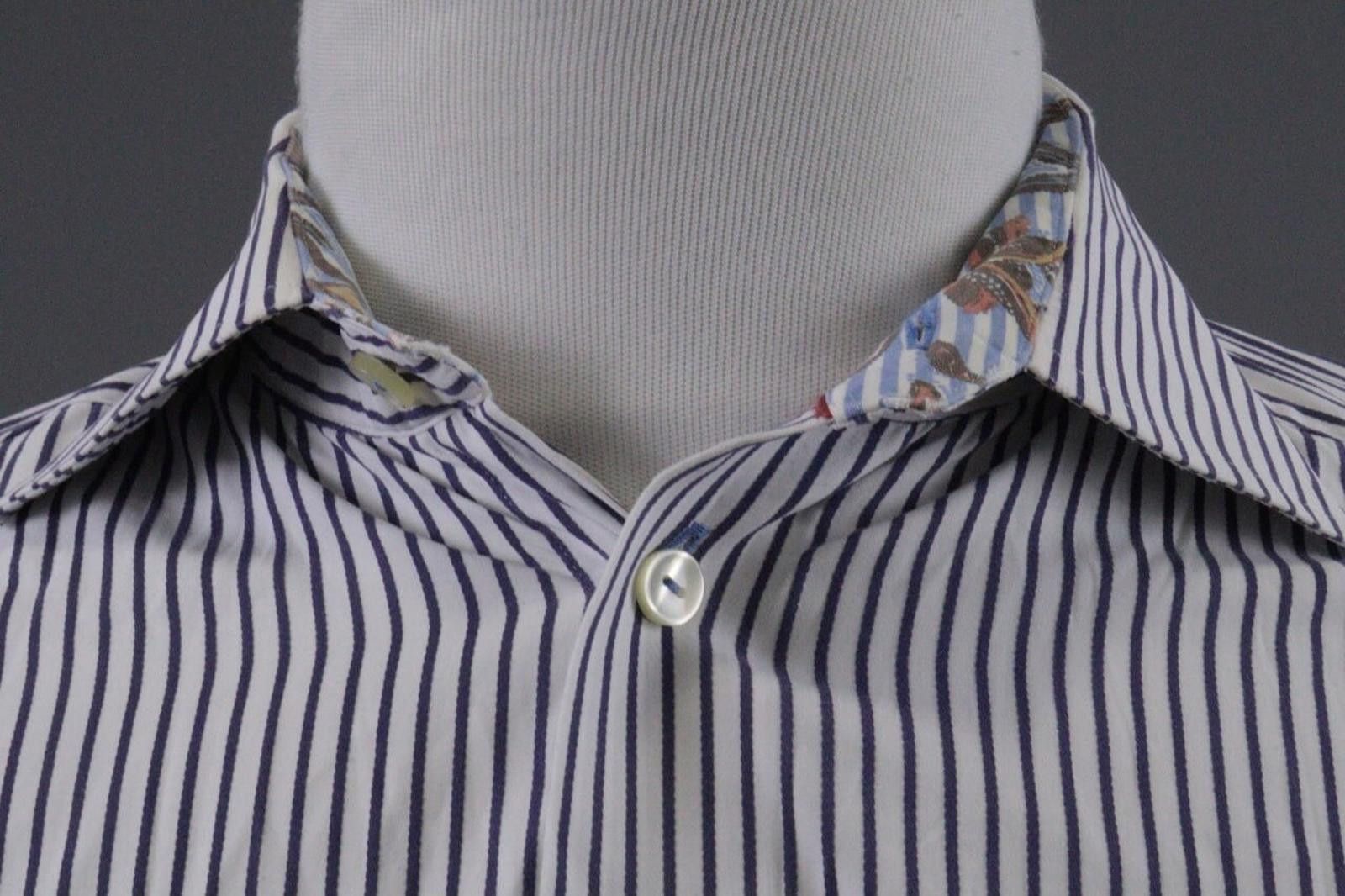 Flower Mountain Eton Contemporary Striped Floral Dress Shirt Size 16 41 Size US L / EU 52-54 / 3 - 3 Thumbnail