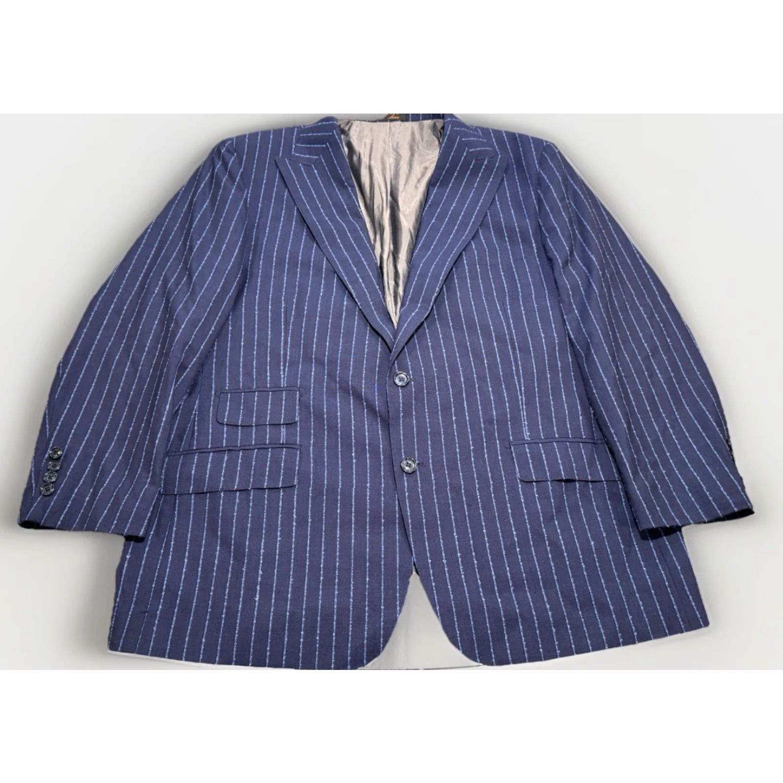Vintage Tiglio Luxe Men's 48R Prosecco Jacket Blue Pin Stripes Wool Blazer Size 48R - 3 Thumbnail