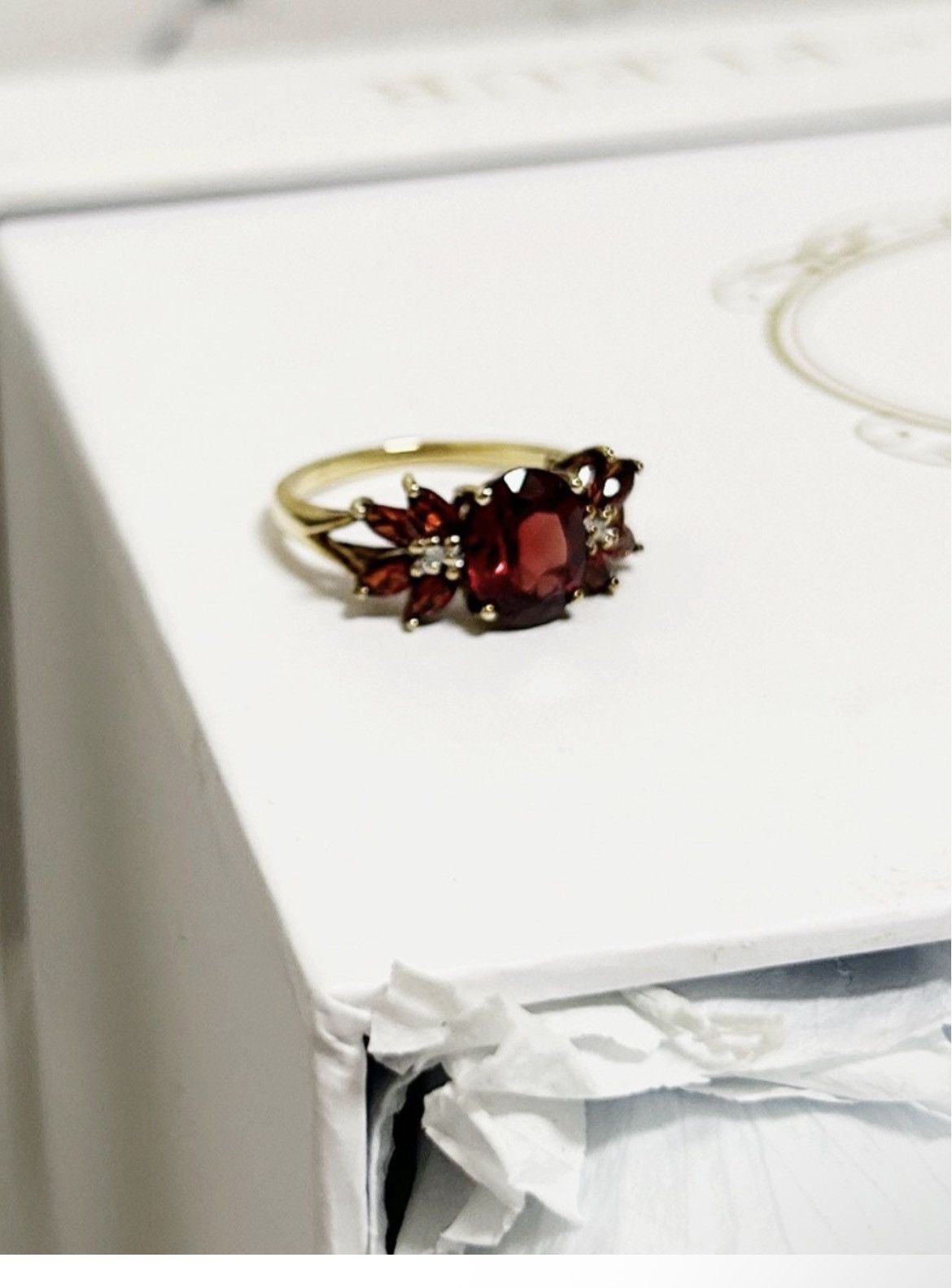 Other Authentic Vintage 14kt Yellow Gold Garnet and Diamond Ring Size ONE SIZE - 3 Thumbnail