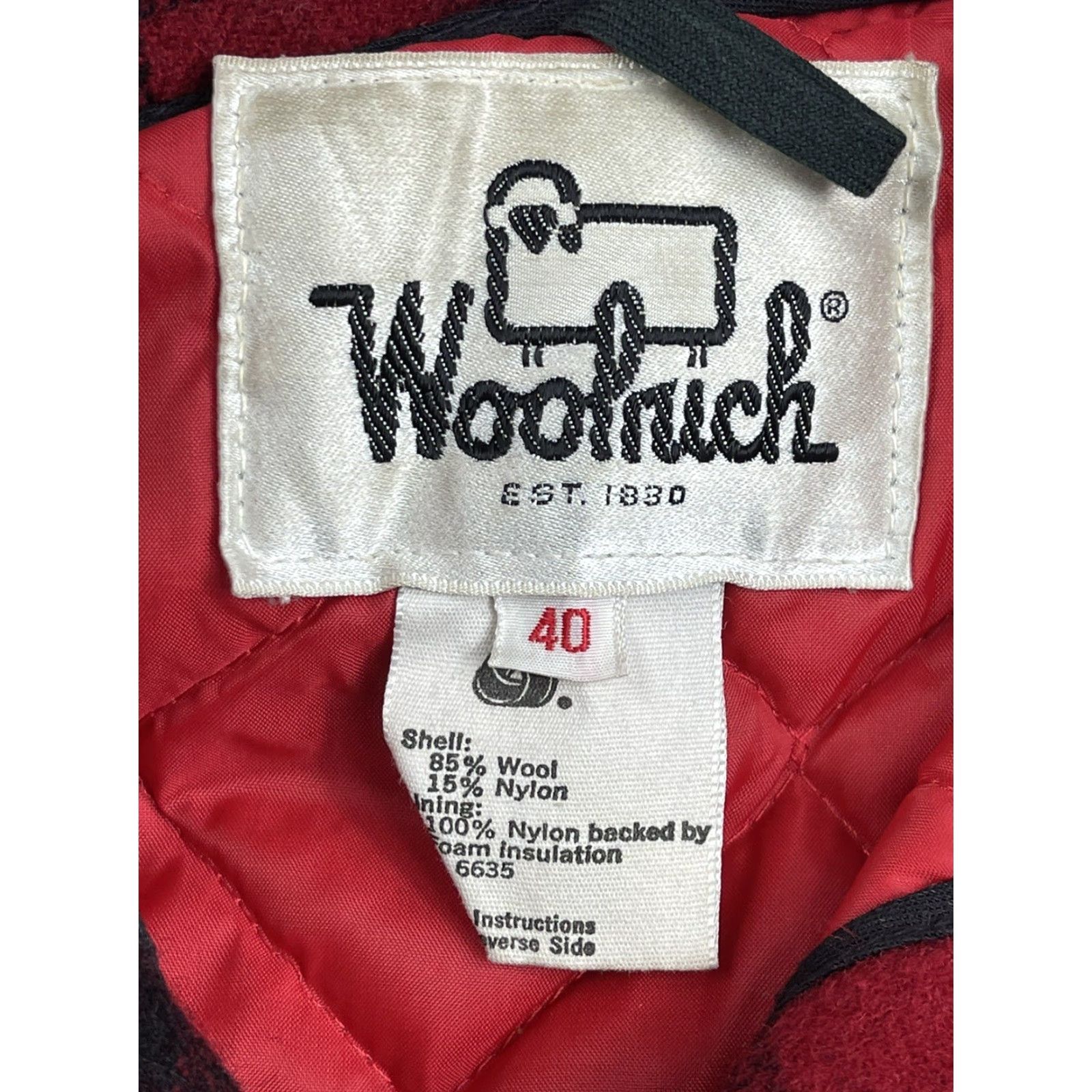 Vintage VINTAGE Woolrich Hunting Jacket Coat - Buffalo Plaid Wool Mackinaw, Quilted Lined, Button Closure, Men, Size 40, Red, Outdoor Winter/Casual 40 Mens Size US XXS / EU 40 - 3 Thumbnail