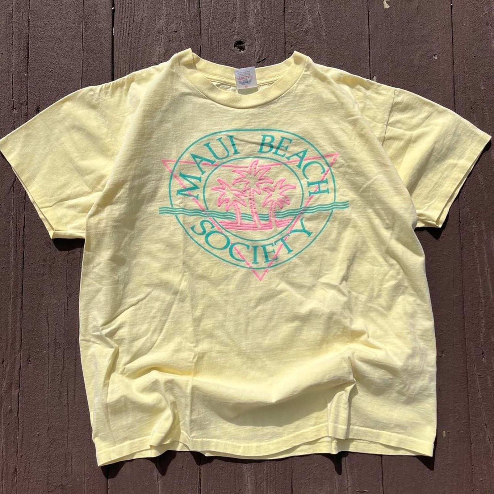Mac Miller Vintage Yellow Maui Beach Society Single Stitch Shirt Size US XL / EU 56 / 4 - 1 Thumbnail