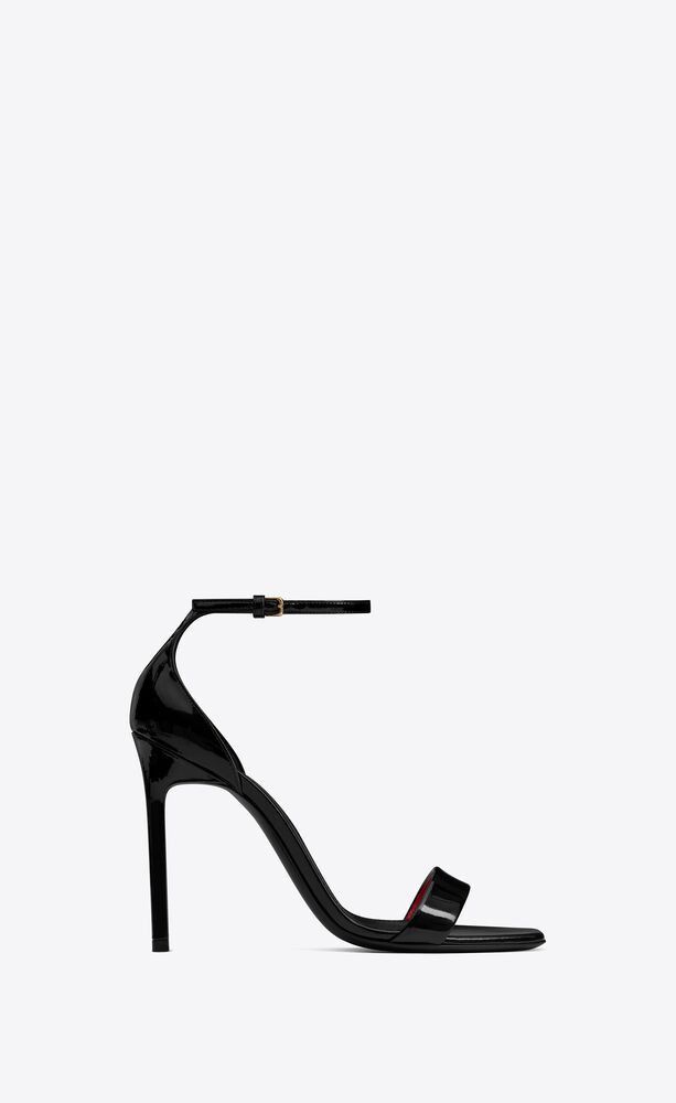 image of Saint Laurent Paris Oc11Z10524 Amber Sandals In Patent Leather In Black, Women's (Size 6)