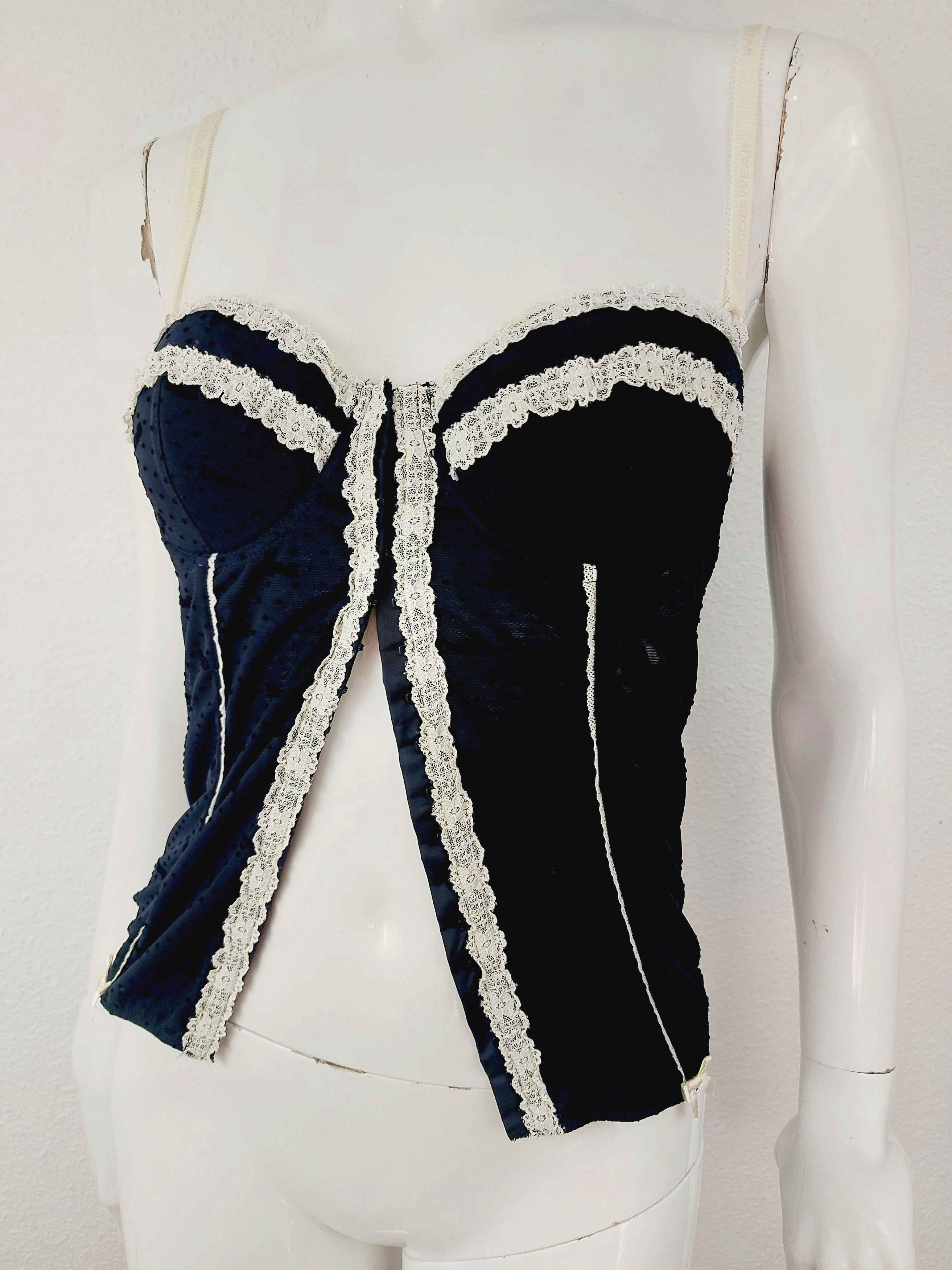 Dolce & Gabbana Dolce and Gabbana D&G Logo Net Mesh Ribbon Bustier Corset Size S / US 4 / IT 40 - 2 Thumbnail