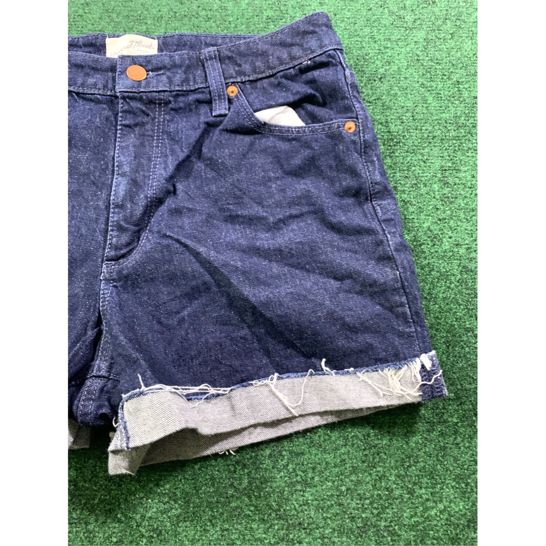 Vintage Womens Universal Thread Vintage Midi Blue Cutoff Stretch Shorts, Size 8/29R Size 30" / US 8 / IT 44 - 7 Thumbnail