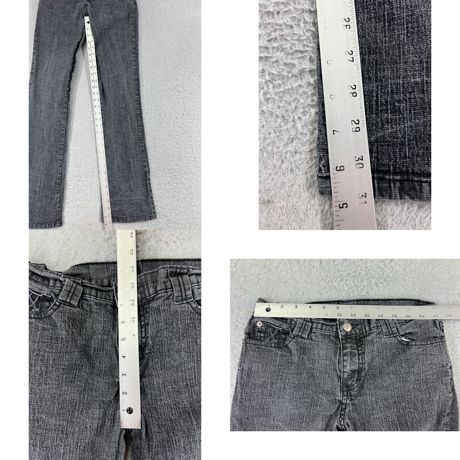 Vintage XES Women's Bootcut Jeans Size 5 Black Denim Regular Fit Mid Rise Embroidered Cotton Blend Vintage 90s Size 27" / US 4 / IT 40 - 8 Thumbnail