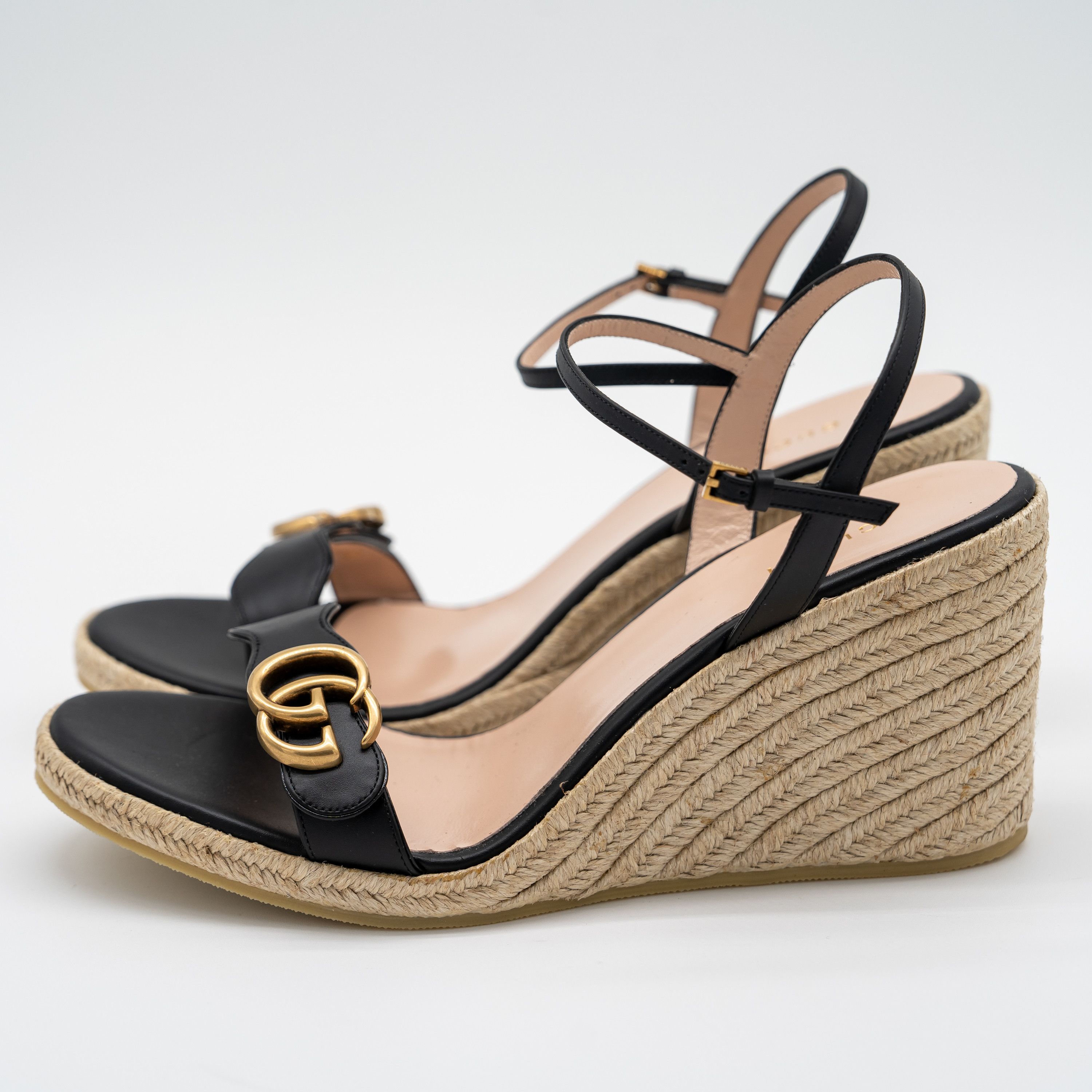 Gucci 12 US Gucci GG Marmont Wedge Espadrille Sandals Black Size US 12 / IT 42 - 4 Thumbnail