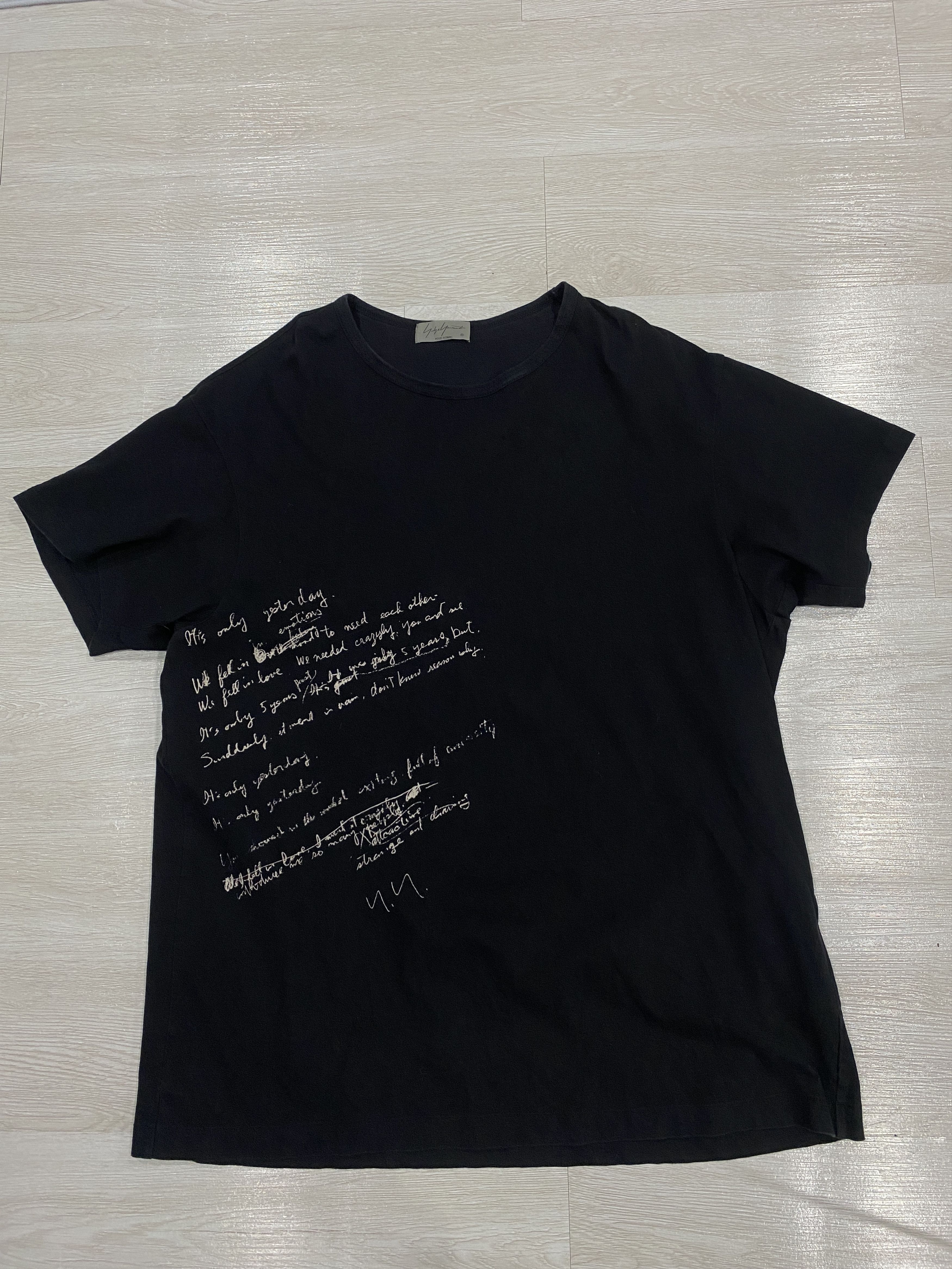 YOHJI YAMAMOTO 19SS Black Letter Tee Shirt
