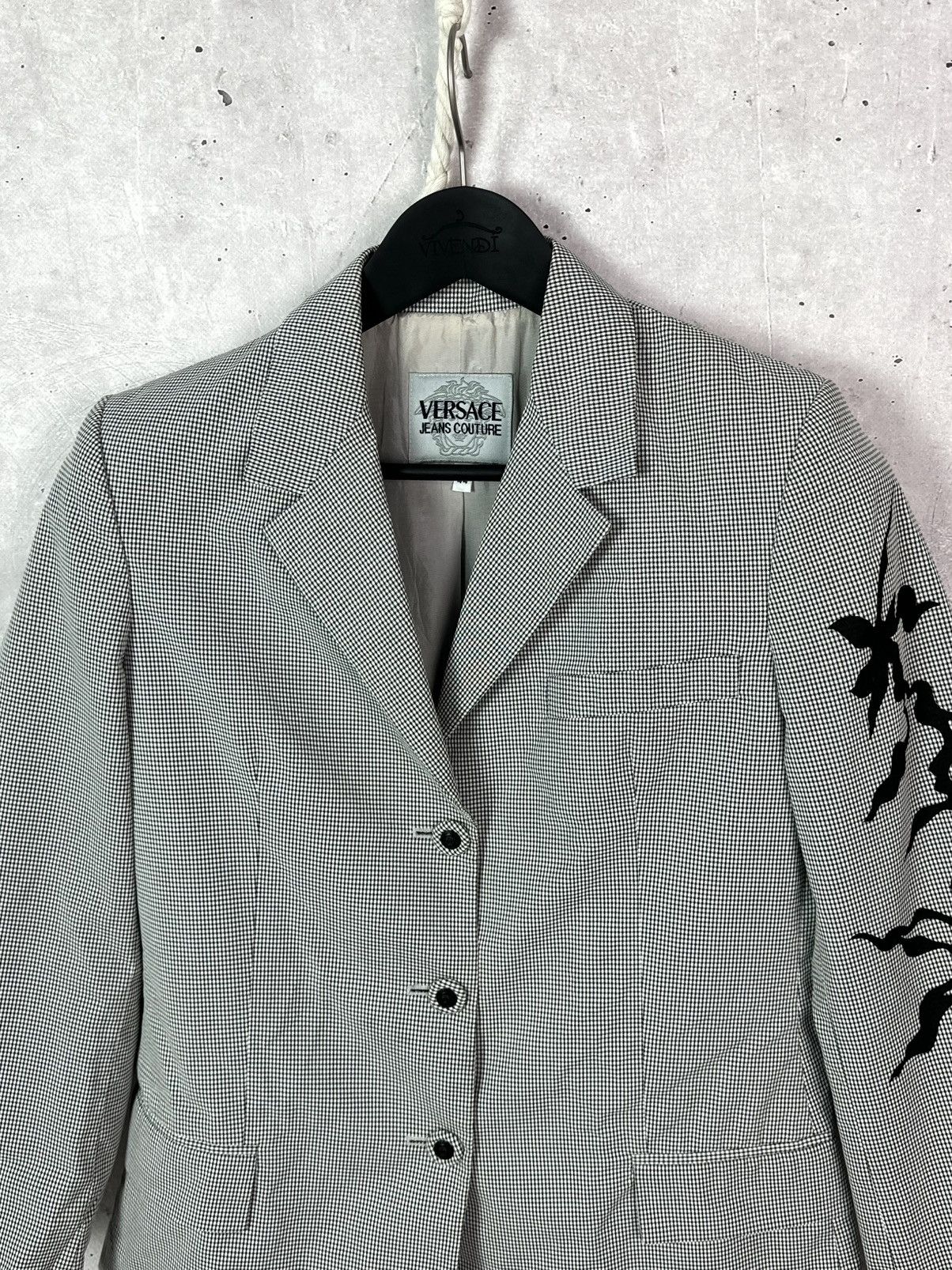 Versace Jeans Couture × Vintage Versace Jeans Couture Vintage Mini Check Print Cotton Blazer Size M / US 6-8 / IT 42-44 - 2 Thumbnail