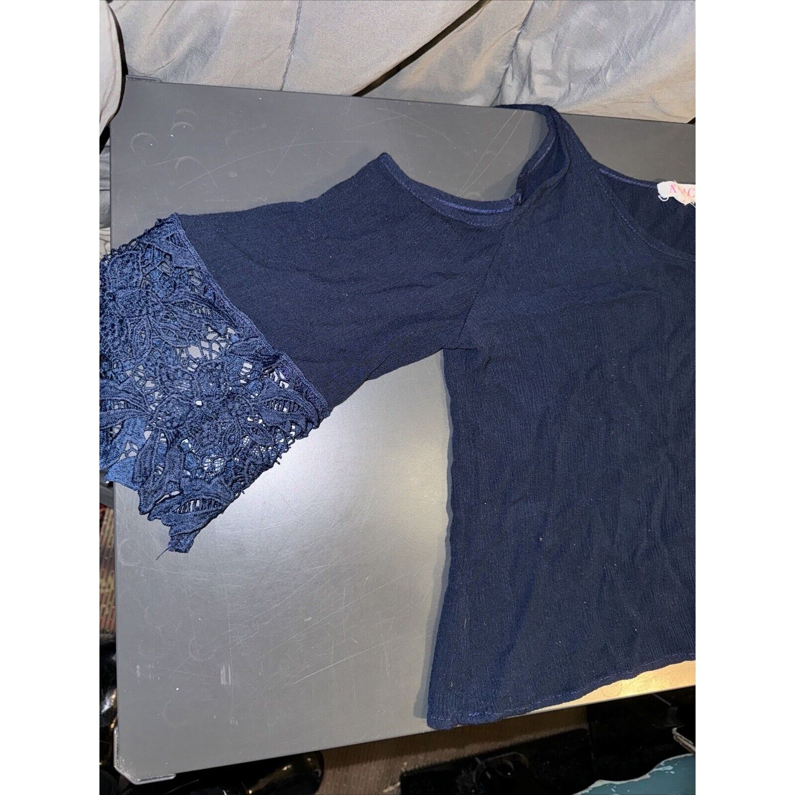 Other Agaci Womens Large Blouse Shirt Top Blue Cold Shoulder Pullo Size L / US 10 / IT 46 - 4 Thumbnail