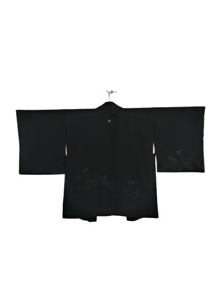 Japanese Brand Vintage Black Haori Kimono Flower Motif Size ONE SIZE - 1 Thumbnail