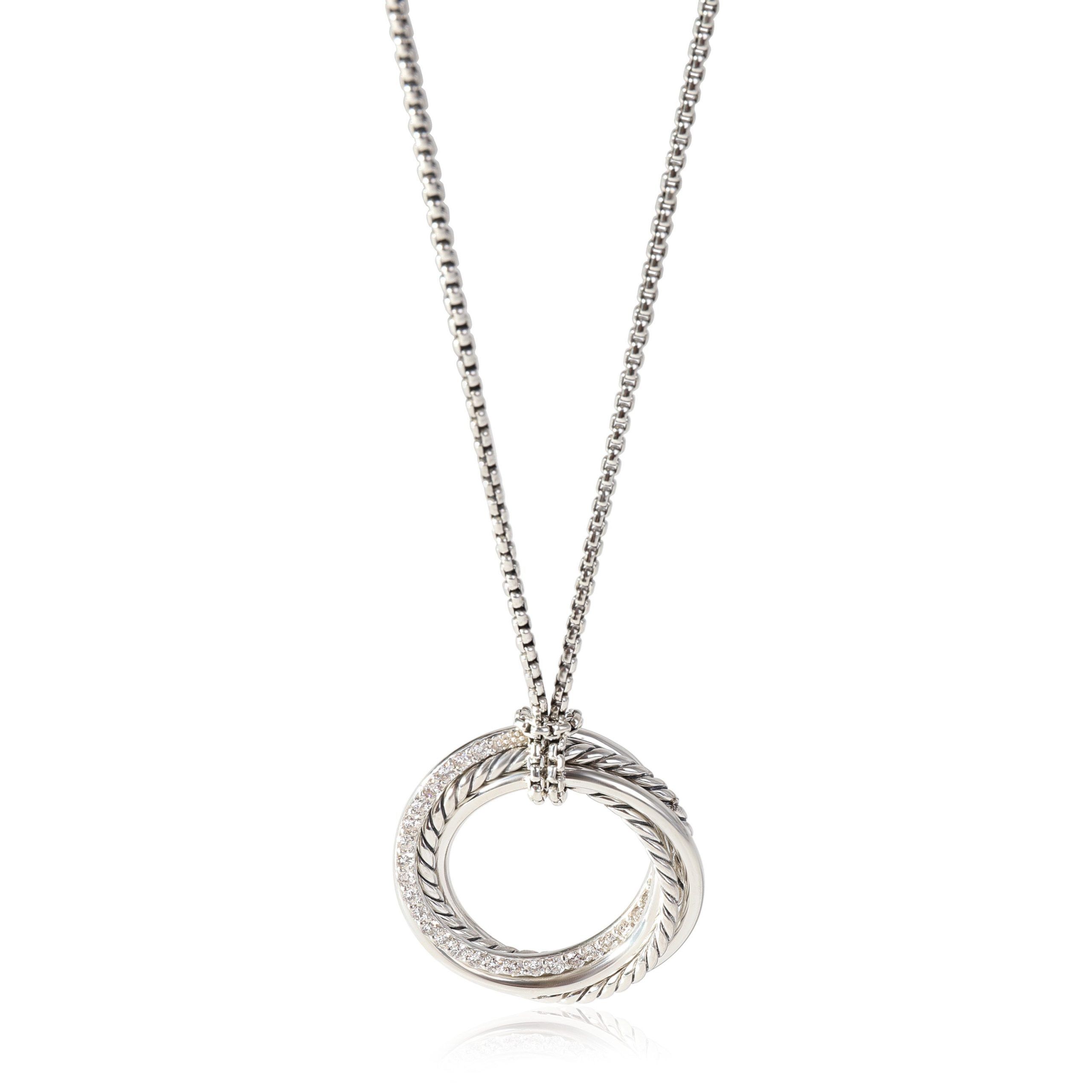 David Yurman Crossover Diamond Pendant in Sterling Silver 0.6 CTW