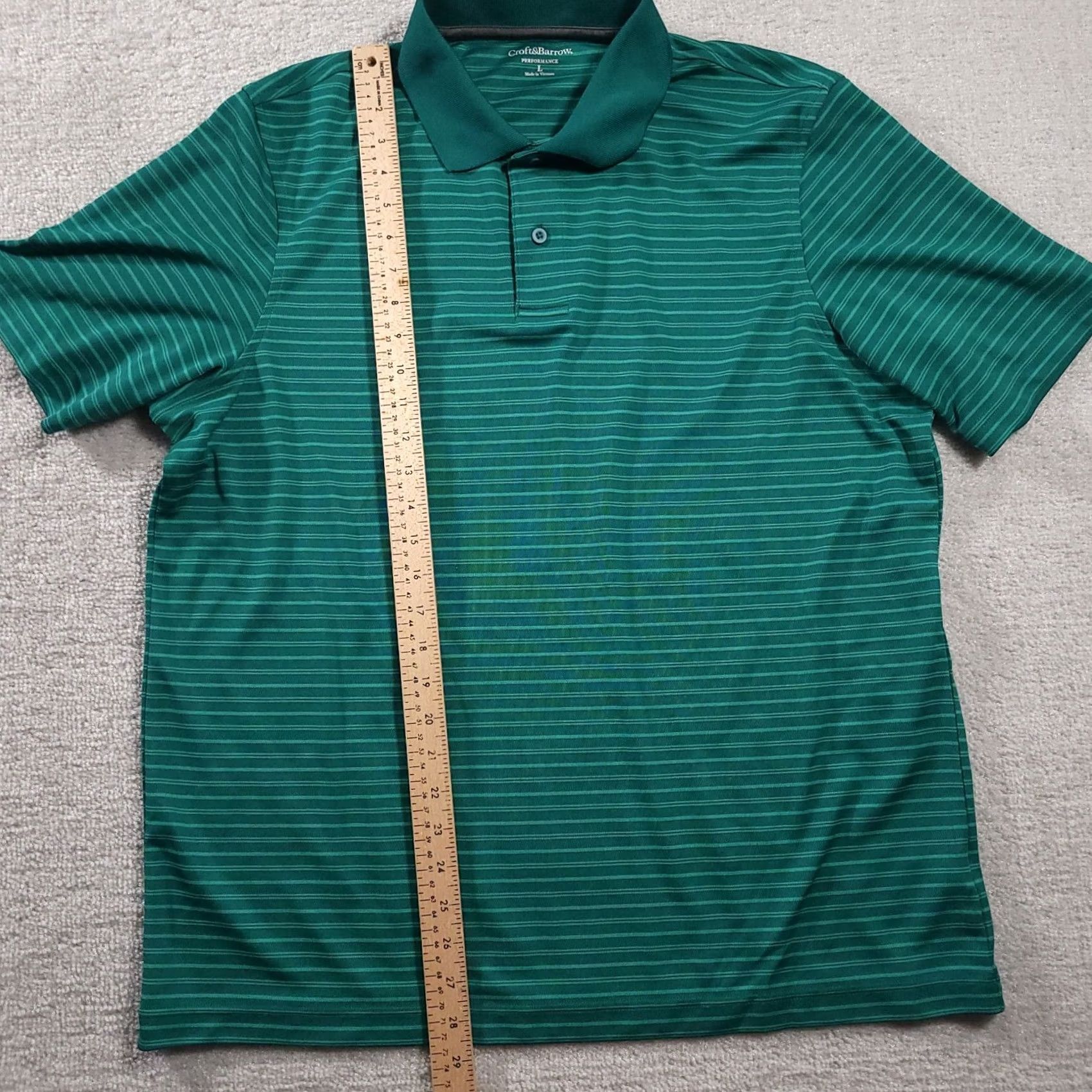 Croft & Barrow Croft & Barrow Polo Performance Shirt Men's L Green Stripe Short Sleeve Polo Shirt Green Stripe Classic Fit Size US L / EU 52-54 / 3 - 6 Thumbnail